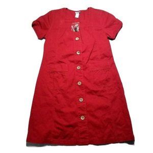 NWOT Vicki Wayne Red Button Dress Womens Size Petite Medium PM
